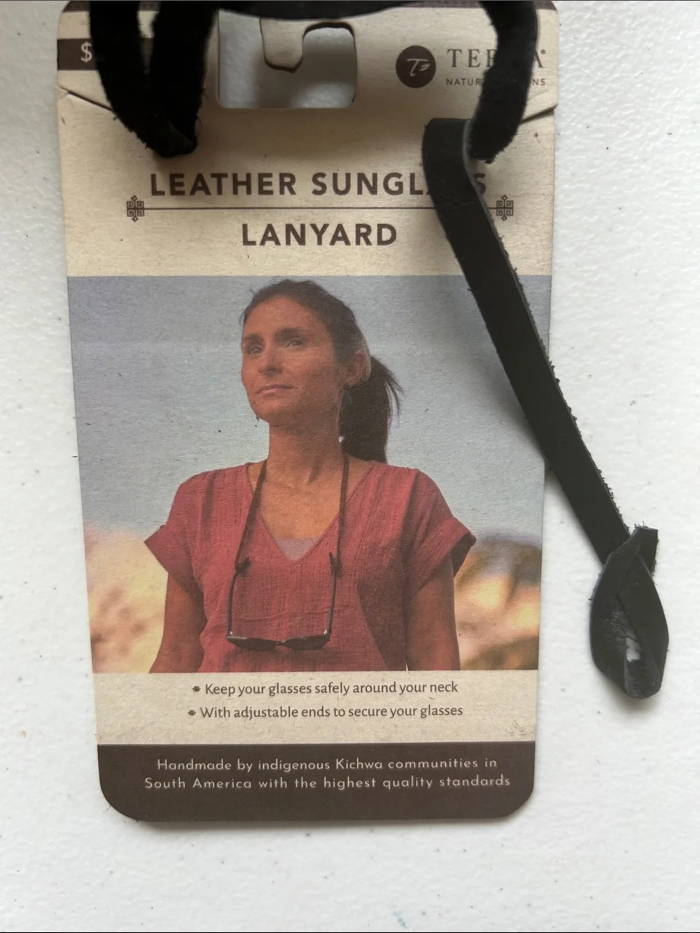 Terra Natural Designs Leather Sunglasses Lanyard NWT